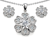 Original Star K™ White Topaz Flower Pendant Box Set With Matching Earrings