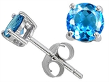 Original Star K™ Classic Round 6mm Earring Studs with Genuine Blue Topaz