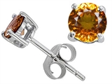 Original Star K™ Classic Round 6mm Earring Studs with Genuine Citrine