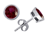 Original Star K™ Classic Round Bezel Set Earring Studs with Genuine 5mm Ruby