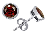 Original Star K™ Classic Round 6mm Bezel Set Earring Studs with Genuine Garnet
