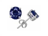 Original Star K™ Small Genuine 4mm Round Sapphire Earring Studs