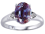 Tommaso Design™ Oval 9x7mm Simulated Alexandrite And Genuine Diamond Ring