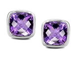 Original Star K™ Classic Cushion Checker Board Cut 6mm Genuine Amethyst Earring Studs