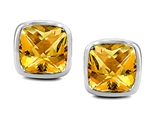 Original Star K™ Classic Cushion Checker Board Cut 6mm Genuine Citrine Earring Studs