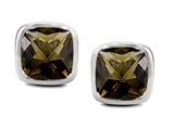 Original Star K™ Classic Cushion Checker Board Cut 6mm Genuine Smoky Quartz Earring Studs