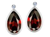 Original Star K™ Grade Genuine Pear Shape Garnet Earring Studs With High Post On Back