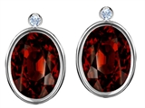 Original Star K™ Grade Genuine Oval Garnet Earring Studs With High Post On Back