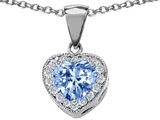 Original Star K™ 8mm Heart Shape Simulated Aquamarine Pendant