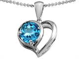 Original Star K™ Heart Shape Pendant With Round 7mm Simulated Aquamarine