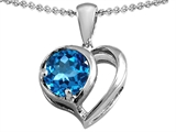 Original Star K™ Heart Shape Pendant With Round 7mm Blue Topaz