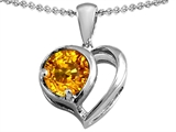 Original Star K™ Heart Shape Pendant With Round Genuine Citrine