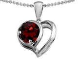 Original Star K™ Heart Shape Pendant With Round 7mm Garnet