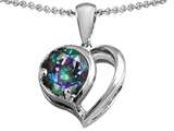 Original Star K™ Heart Shape Pendant With Round 7mm Rainbow Mystic Topaz