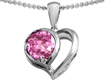 Original Star K™ Heart Shape Pendant With Round 7mm Created Pink Sapphire