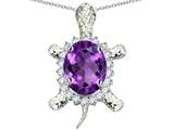 Original Star K™ Good Luck Turtle Pendant With Oval 12x10mm Simulated Amethyst