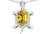 Original Star K™ Good Luck Turtle Pendant With Oval 12x10mm Simulated Citrine