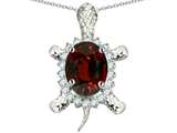Original Star K™ Good Luck Turtle Pendant With Oval 12x10mm Simulated Garnet