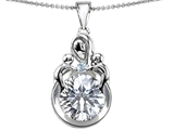 Original Star K™ Large Loving Mother With Children Pendant With Round 10mm Genuine White Topaz