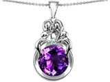 Original Star K™ Large Loving Mother And Family Pendant With Round 10mm Simulated Amethyst