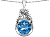 Original Star K™ Large Loving Mother And Family Pendant With Round 10mm Simulated Aquamarine