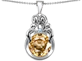 Original Star K™ Large Loving Mother And Family Pendant With Round 10mm Simulated Imperial Yellow Topaz