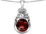 Original Star K™ Large Loving Mother And Family Pendant With Round 10mm Simulated Garnet