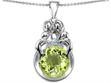 Original Star K™ Large Loving Mother And Family Pendant With Round 10mm Simulated Peridot