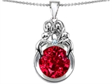 Original Star K™ Large Loving Mother And Family Pendant With Round 10mm Created Ruby