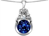 Original Star K™ Large Loving Mother And Family Pendant With Round 10mm Created Sapphire