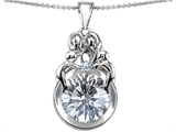 Original Star K™ Large Loving Mother And Family Pendant With Round 10mm Genuine White Topaz
