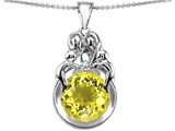 Original Star K™ Large Loving Mother And Family Pendant With Round 10mm Simulated Yellow Sapphire