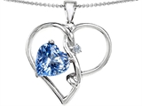 Original Star K™ Large 10mm Heart Shaped Simulated Aquamarine Knotted Heart Pendant