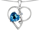 Original Star K™ Large 10mm Heart Shaped Simulated Blue Topaz Knotted Heart Pendant