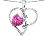 Original Star K™ Large 10mm Heart Shaped Created Pink Sapphire Knotted Heart Pendant
