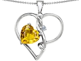 Original Star K™ Large 10mm Heart Shaped Simulated Yellow Sapphire Knotted Pendant