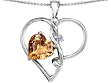 Original Star K™ Large 10mm Heart Shaped Simulated Imperial Yellow Topaz Knotted Heart Pendant