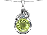 Original Star K™ Loving Mother And Father With Child Family Pendant With Round 10mm Simulated Peridot