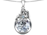 Original Star K™ Loving Mother And Father With Child Family Pendant With 10mm Round Genuine White Topaz