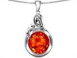 Original Star K™ Loving Mother With Child Family Large Pendant With Round 10mm Simulated Mexican Fire Opal