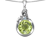 Original Star K™ Loving Mother With Child Family Large Pendant With Round 10mm Simulated Peridot
