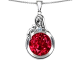 Original Star K™ Loving Mother With Child Family Large Pendant With Round 10mm Created Ruby