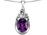 Original Star K™ Large Loving Mother With Twin Children Pendant With Oval Simulated Amethyst 11x9mm