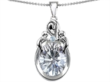 Original Star K™ Loving Mother With Children Pendant With Oval 11x9mm Genuine White Topaz