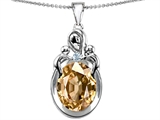Original Star K™ Large Loving Mother Twin Children Pendant With Oval Simulated Imperial Yellow Topaz 11x9mm