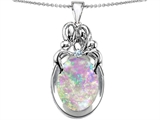 Original Star K™ Loving Mother And Family Pendant With Created Oval Pink Opal