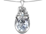 Original Star K™ Loving Mother And Family Pendant With Oval 11x9mm Genuine White Topaz