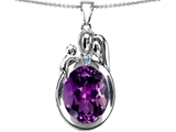 Original Star K™ Loving Mother And Father With Child Pendant With Oval 11x9mm Simulated Amethyst