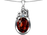 Original Star K™ Loving Mother And Father With Child Pendant With Oval 11x9mm Simulated Garnet