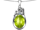 Original Star K™ Loving Mother And Father With Child Pendant With Oval 11x9mm Simulated Peridot